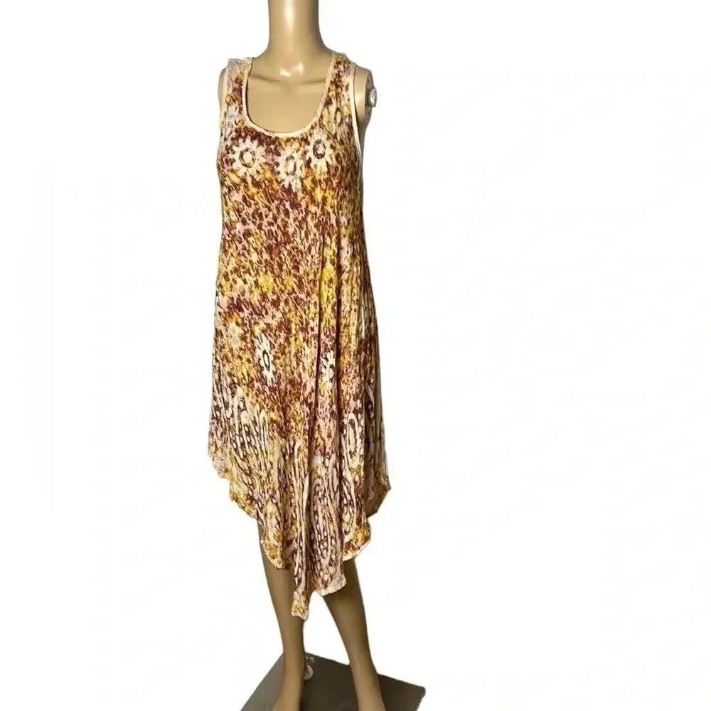 Vintage NWT ,ONE SIZE tank dress,tie dye look,ombrage,floral.resort wear ,flare